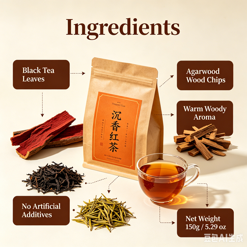 Quality 150g Premium Agarwood Black Tea, Organic Oud Infused Fermented Tea, Soothing Sleep Support Herbal Tea factory