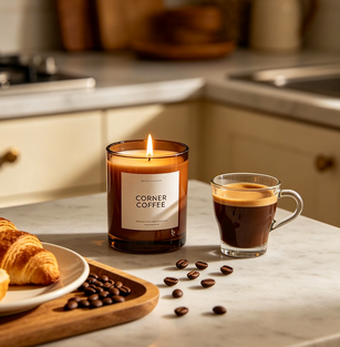 Quality Corner Coffee Scented Soy Candle Warm Café Aroma Home Decor Gift factory