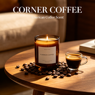Quality Corner Coffee Scented Soy Wax Candle Warm Cafe Aroma Home Decor Premium Gift factory