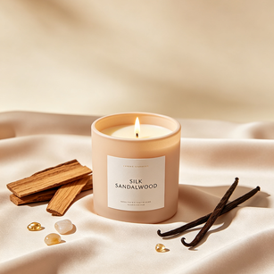Quality Silk Sandalwood Scented Soy Candle Soft Woody Home Fragrance Gift factory
