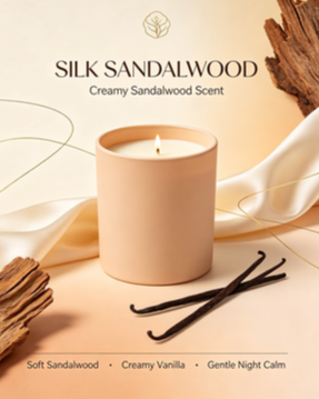 Quality Silk Sandalwood Scented Soy Candle Soft Woody Home Fragrance Gift factory