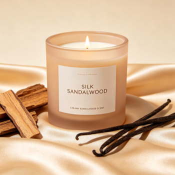 Quality Silk Sandalwood Scented Soy Candle Soft Woody Home Fragrance Gift factory